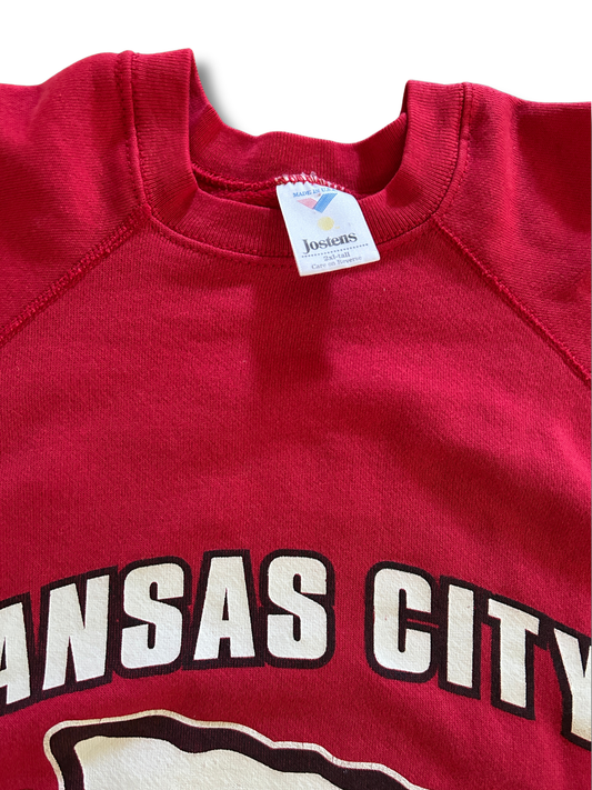 VINTAGE Oversized Kansas City Chiefs Red Jostens Crewneck