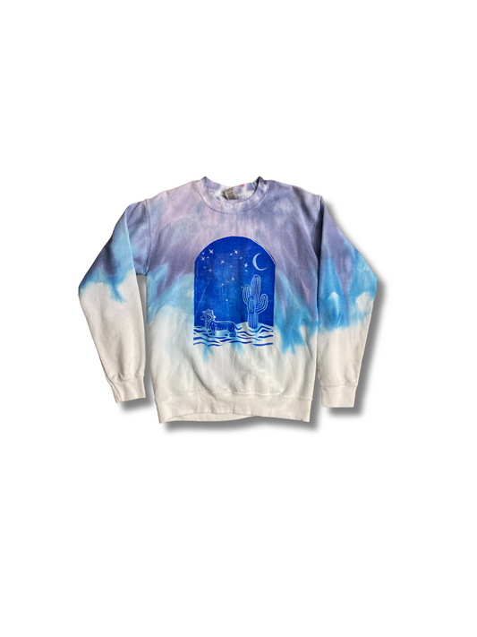 WEINER IN THE DESERT HAND PRINTED DYED SWEATSHIRT
