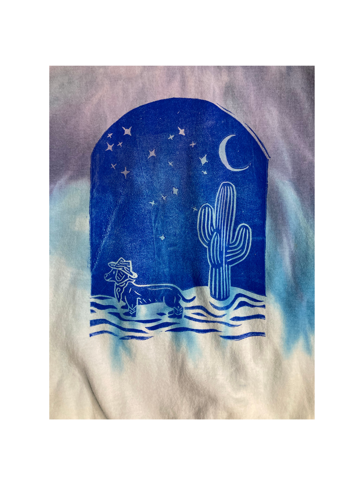 WEINER IN THE DESERT HAND PRINTED DYED SWEATSHIRT