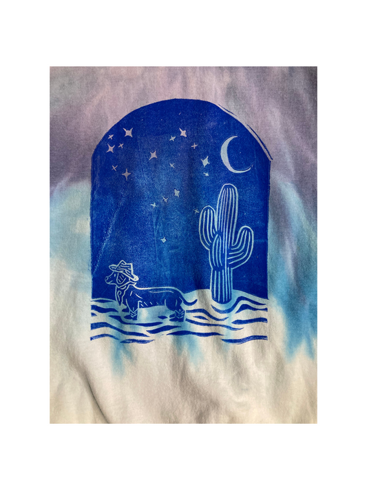 WEINER IN THE DESERT HAND PRINTED DYED SWEATSHIRT