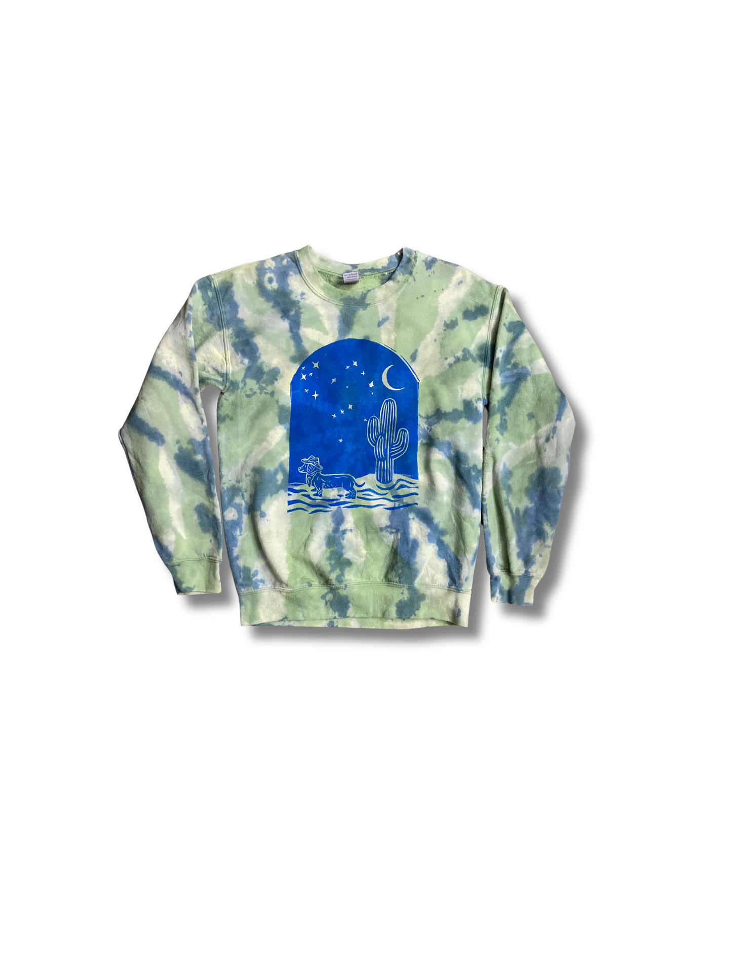 WEINER IN THE DESERT HAND PRINTED DYED SWEATSHIRT