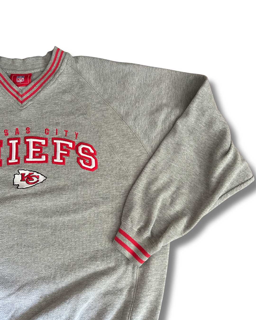 VINTAGE Vintage Kansas City Chiefs Gray V-Neck Crewneck – NFL Team Apparel