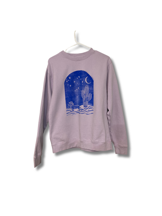 WEINER IN THE DESERT HAND PRINTED SWEATSHIRT