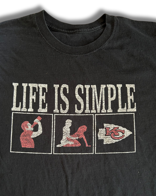 VINTAGE Kansas City Chiefs “Life Is Simple” Novelty Tee