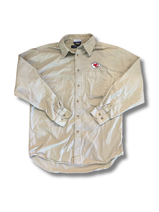 VINTAGE Reebok Tan Kansas City Chiefs Button Down — M