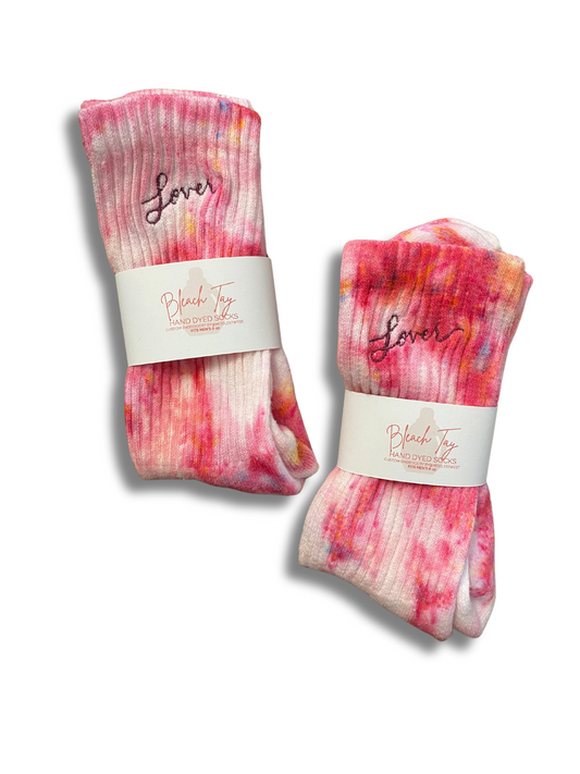 Loverfest Embroidered Socks Hand Dyed Socks