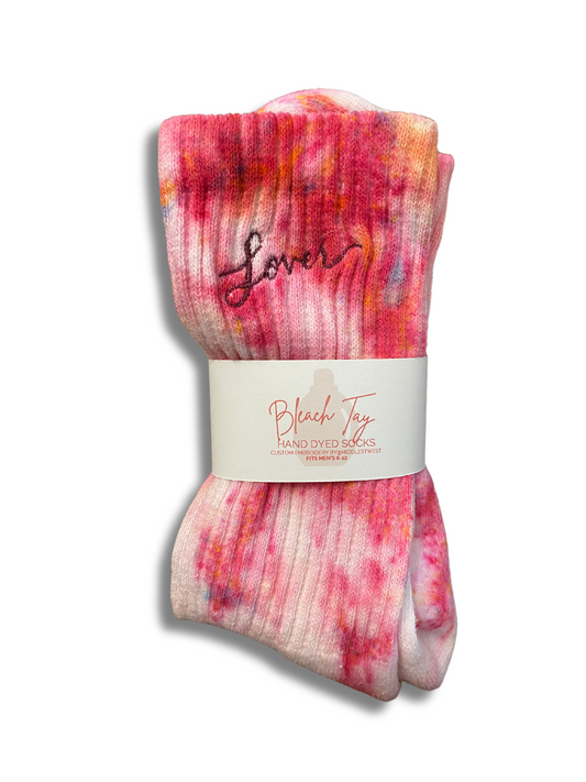 Loverfest Embroidered Socks Hand Dyed Socks