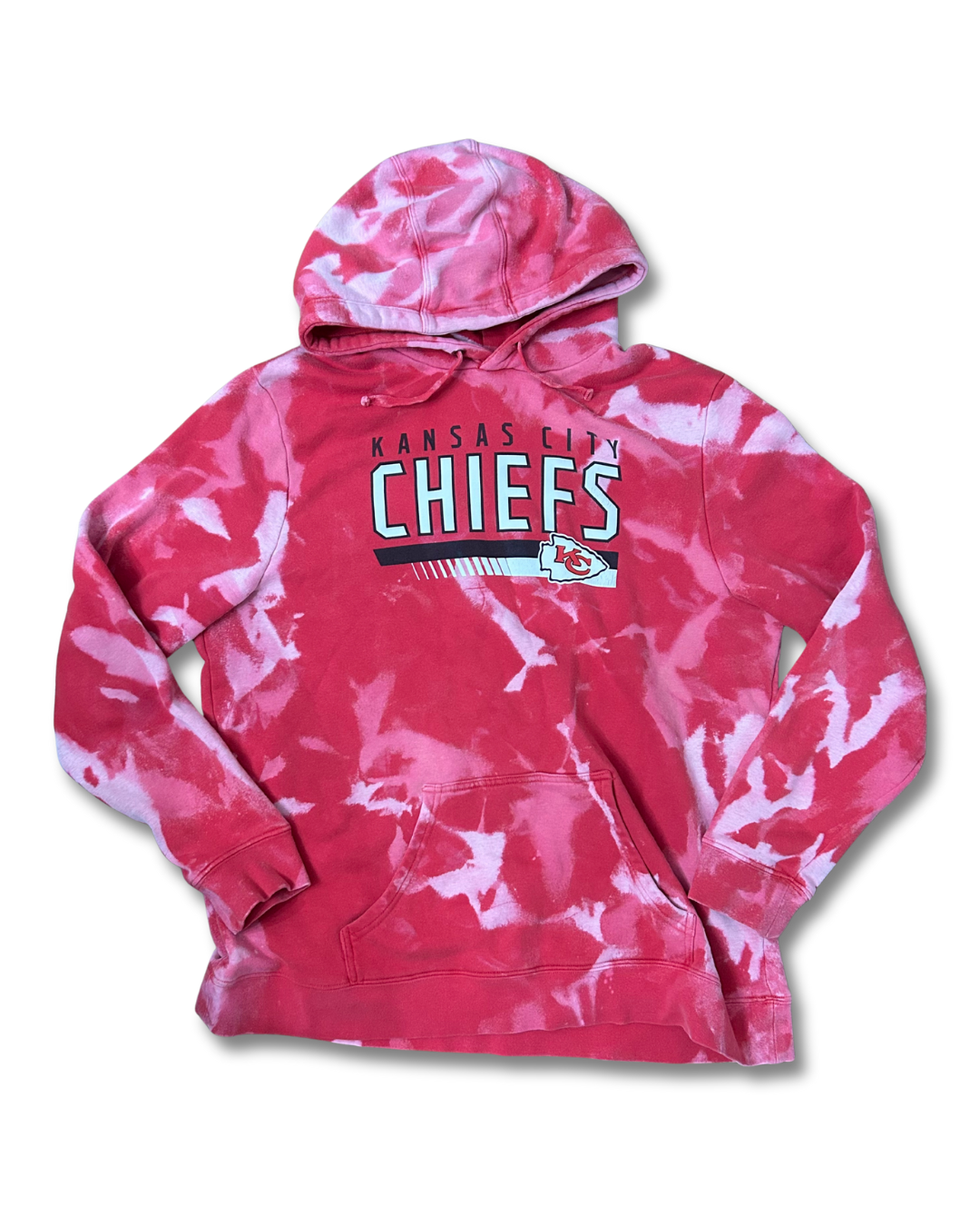 Chiefs in black and white on a Red Hoodie