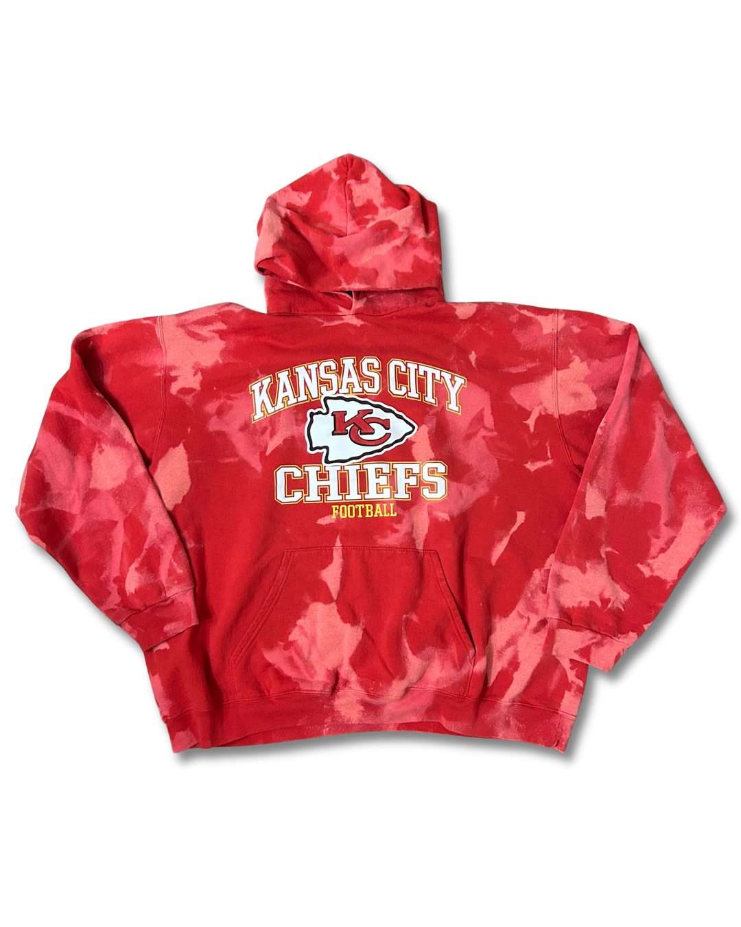 Kansas City Chiefs in White with Arrowhead on a Red Hoodie