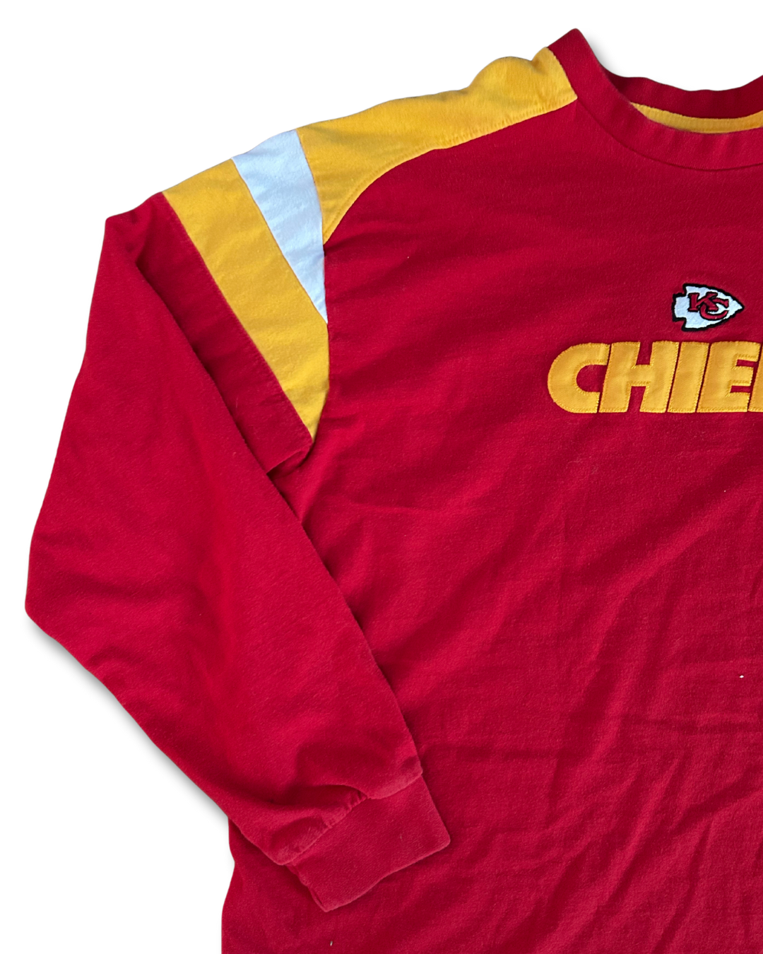 VINTAGE Kansas City Chiefs Red Long Sleeve – Sleeve Detail + Chest Embroidery