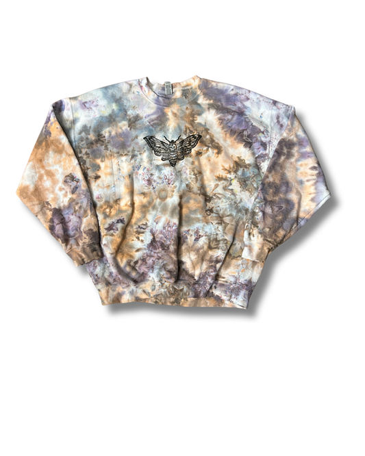 DEATH'S HEAD MOTH PURPLE/ORANGE HAND PRINTED SWEATSHIRT