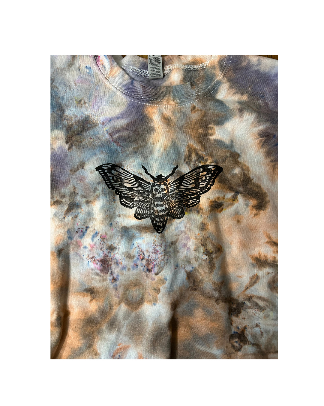 DEATH'S HEAD MOTH PURPLE/ORANGE HAND PRINTED SWEATSHIRT