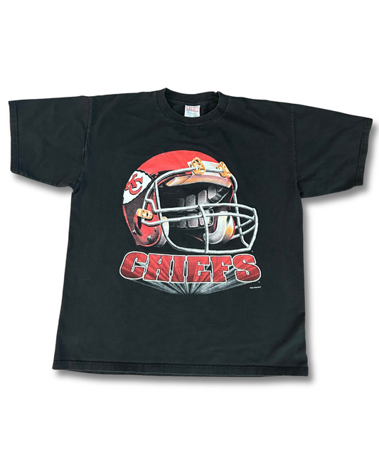 VINTAGE Kansas City Chiefs Black Tee – Large Helmet Graphic
