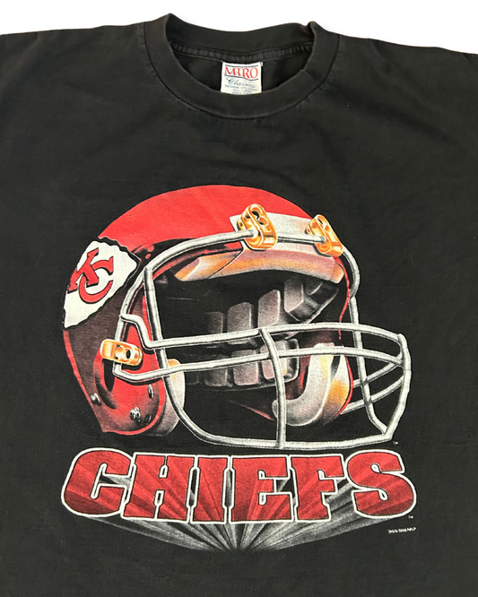 VINTAGE Kansas City Chiefs Black Tee – Large Helmet Graphic