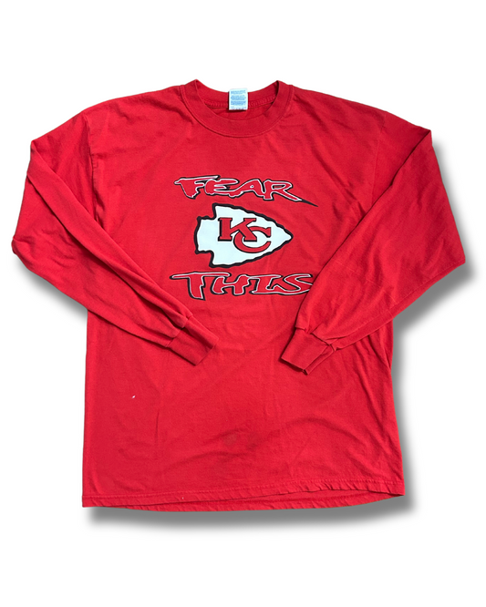 Red UNIQUE VINTAGE Fear this Arrowhead Chiefs Long Sleeve