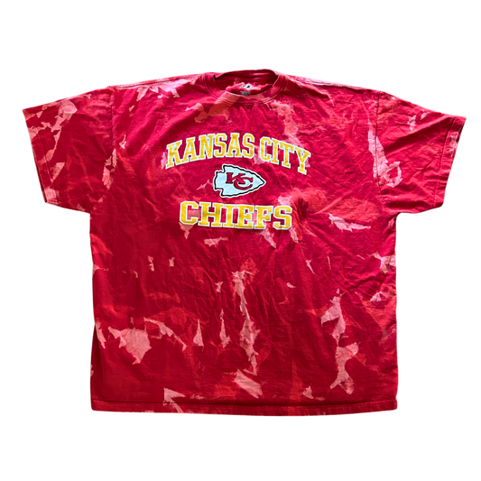 Chiefs Red Logo Yellow Lettering Acid Wash T-Shirt