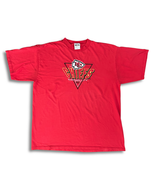 VINTAGE Kansas City Chiefs Red Tee – Unique Embroidery, Distressed
