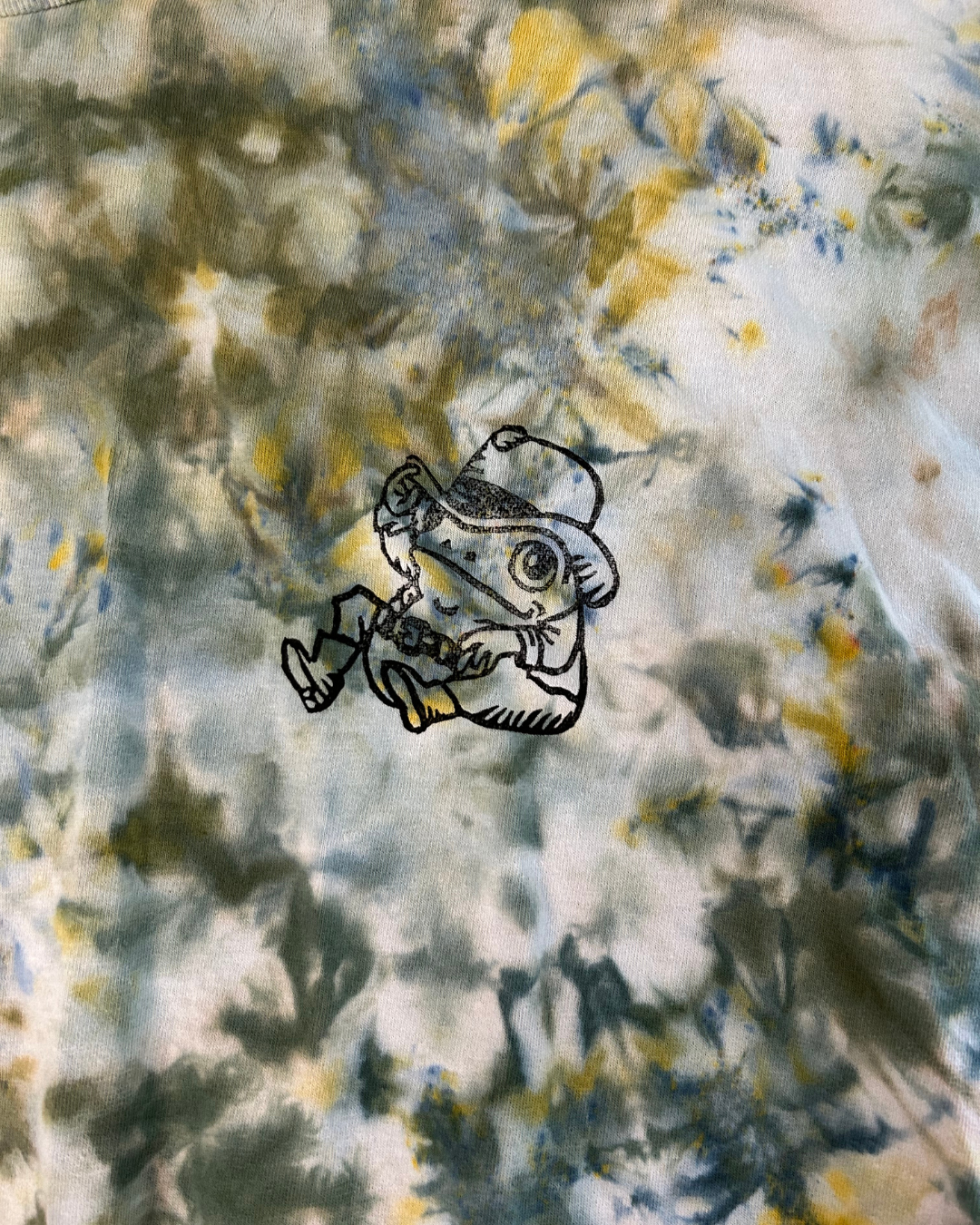 COWBOY FROG GREEN HAND PRINTED T-SHIRT