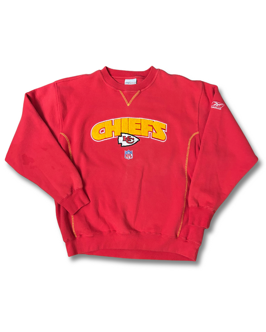 VINTAGE Chenille Applique Embroidered Reebok Chiefs Crewneck Sweatshirt