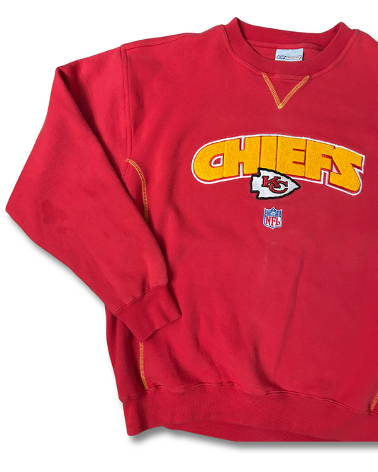 VINTAGE Chenille Applique Embroidered Reebok Chiefs Crewneck Sweatshirt