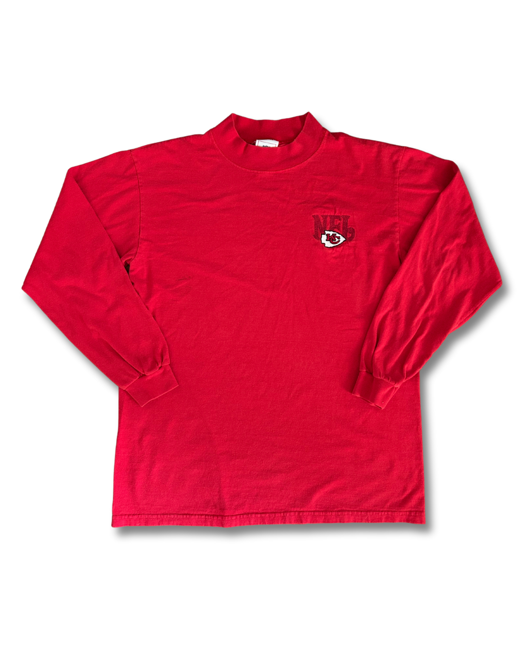 VINTAGE Kansas City Chiefs Red Mock Neck Long Sleeve – Arrowhead Chest Embroidery