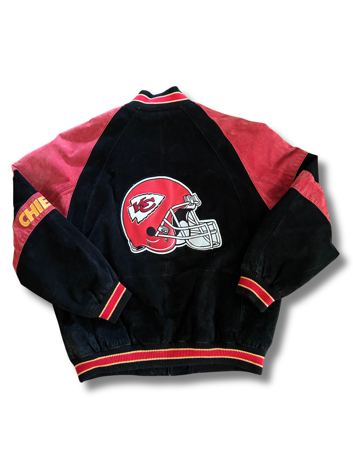 VINTAGE Suede Kansas City Chiefs Varsity Bomber Jacket
