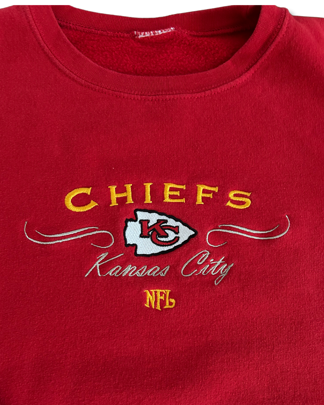 VINTAGE Kansas City Chiefs Embroidered Script Logo Sweatshirt