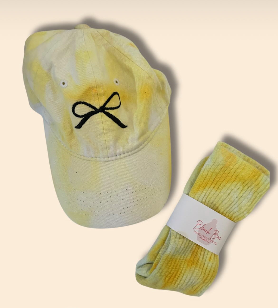 Yellow Bow Hat and socks set