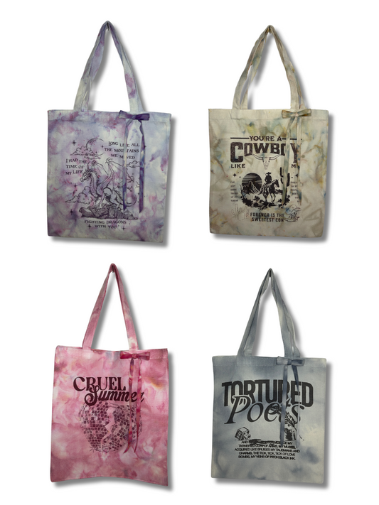 Swiftie Ice Dye Bow Totes (Plus Chappell Roan!!)