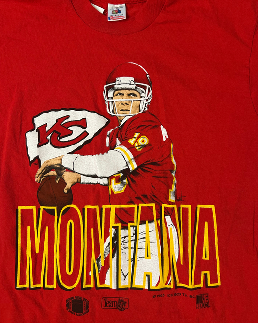 VINTAGE RARE 1993 Joe Montana Kansas City Chiefs Graphic Tee, Rare, like new condition