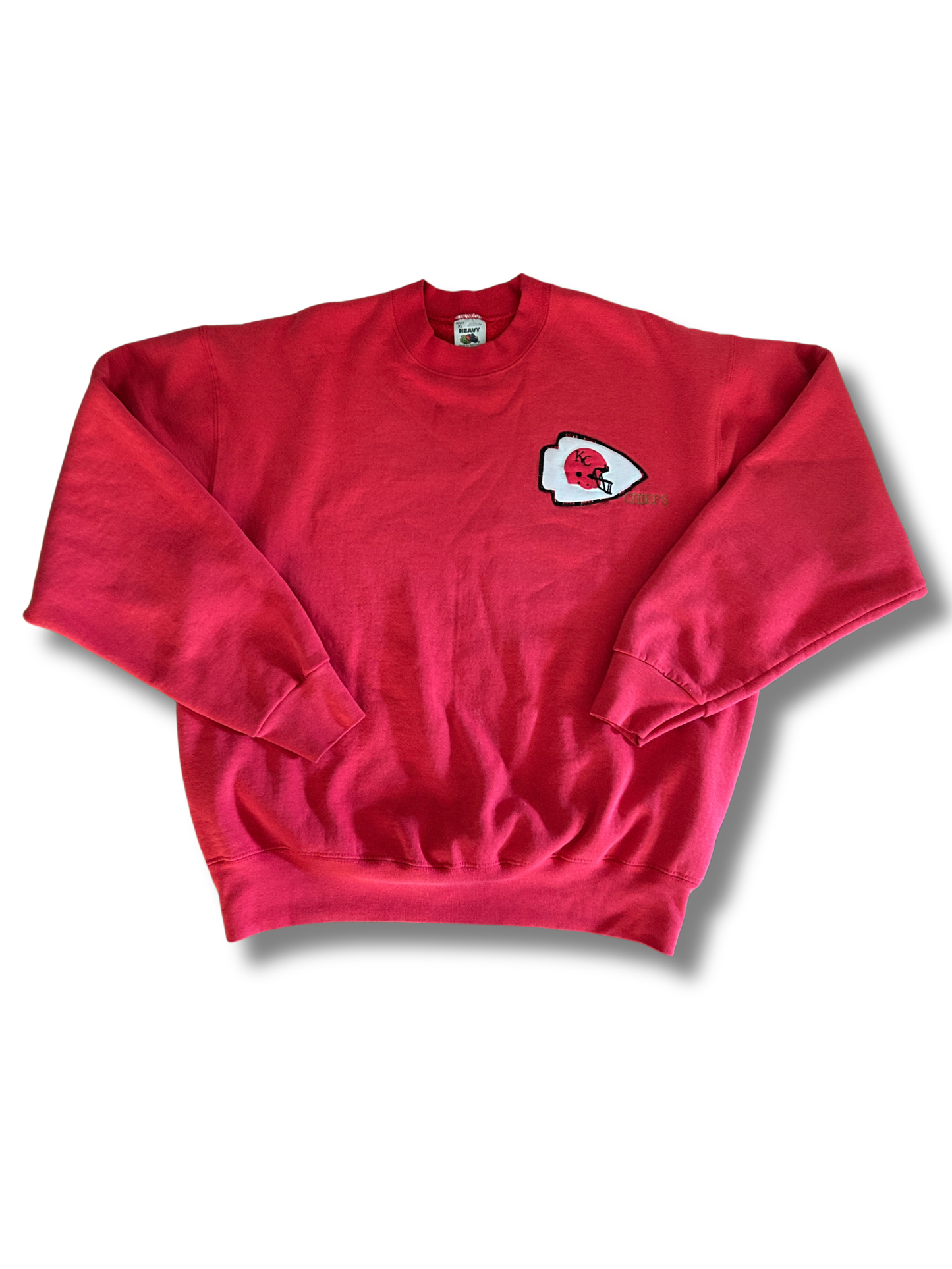 VINTAGE Red Chiefs Helmet Embroidered Mockneck Crewneck