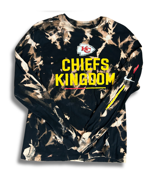 Black Acid Wash Chiefs Kingdom Long Sleeve Tee