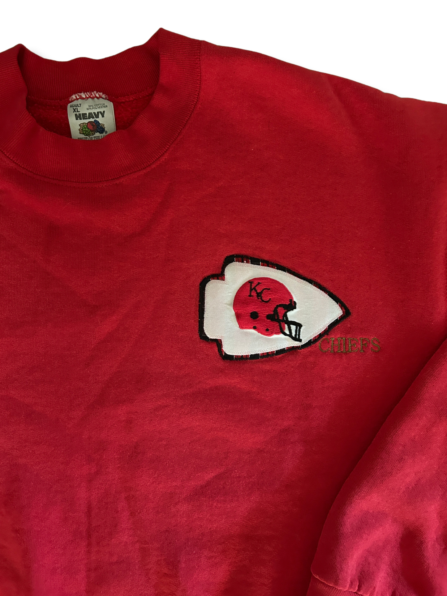 VINTAGE Red Chiefs Helmet Embroidered Mockneck Crewneck