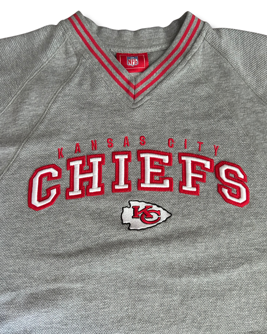 VINTAGE Vintage Kansas City Chiefs Gray V-Neck Crewneck – NFL Team Apparel