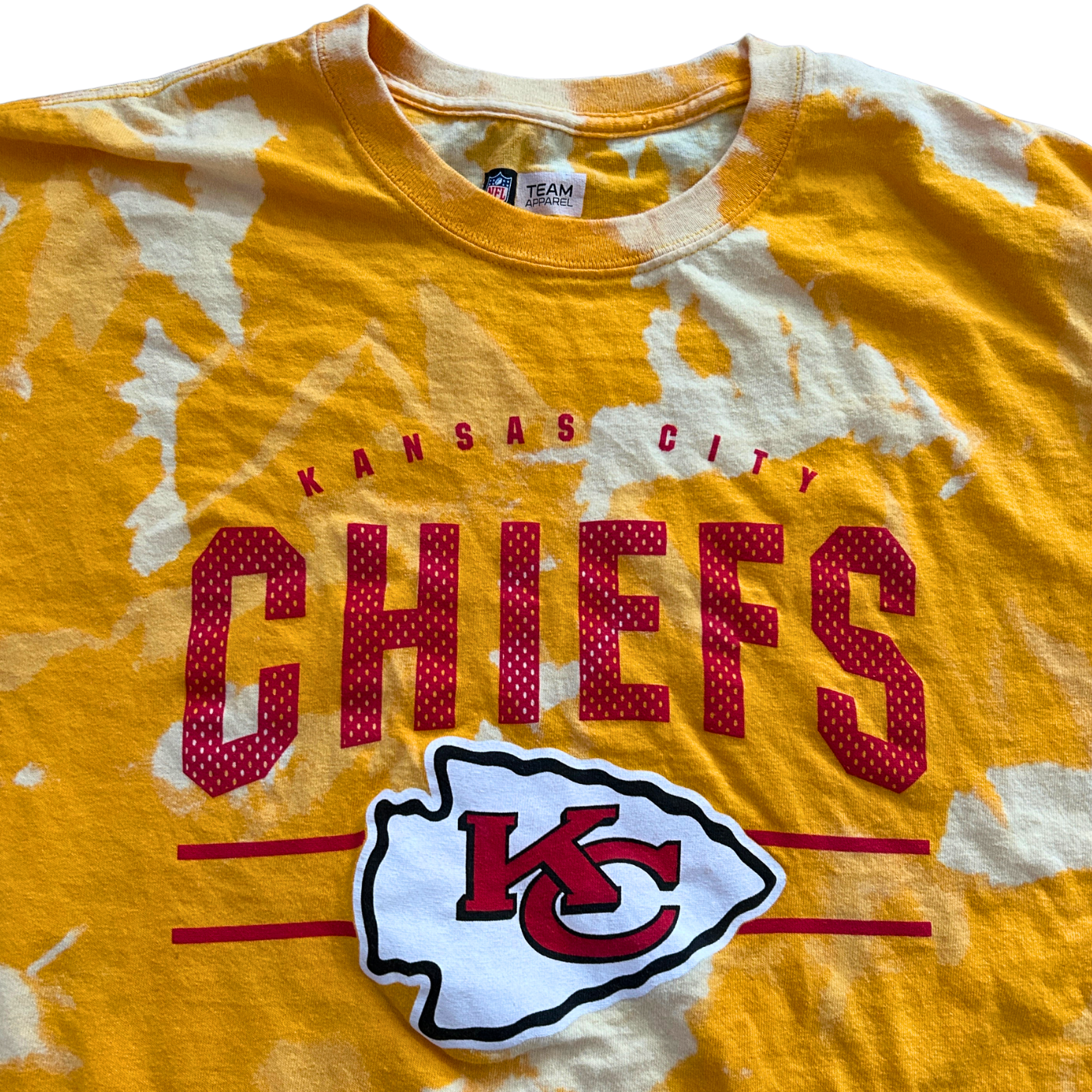 Yellow Chiefs Red logo/lettering Acid Wash T-Shirt