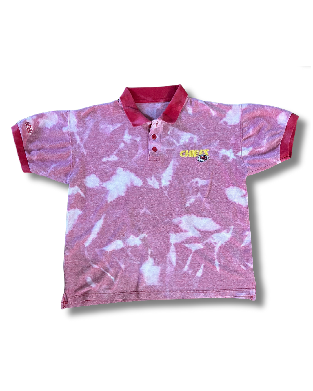 Vintage Vibe Red Acid Wash Embroidered Polo