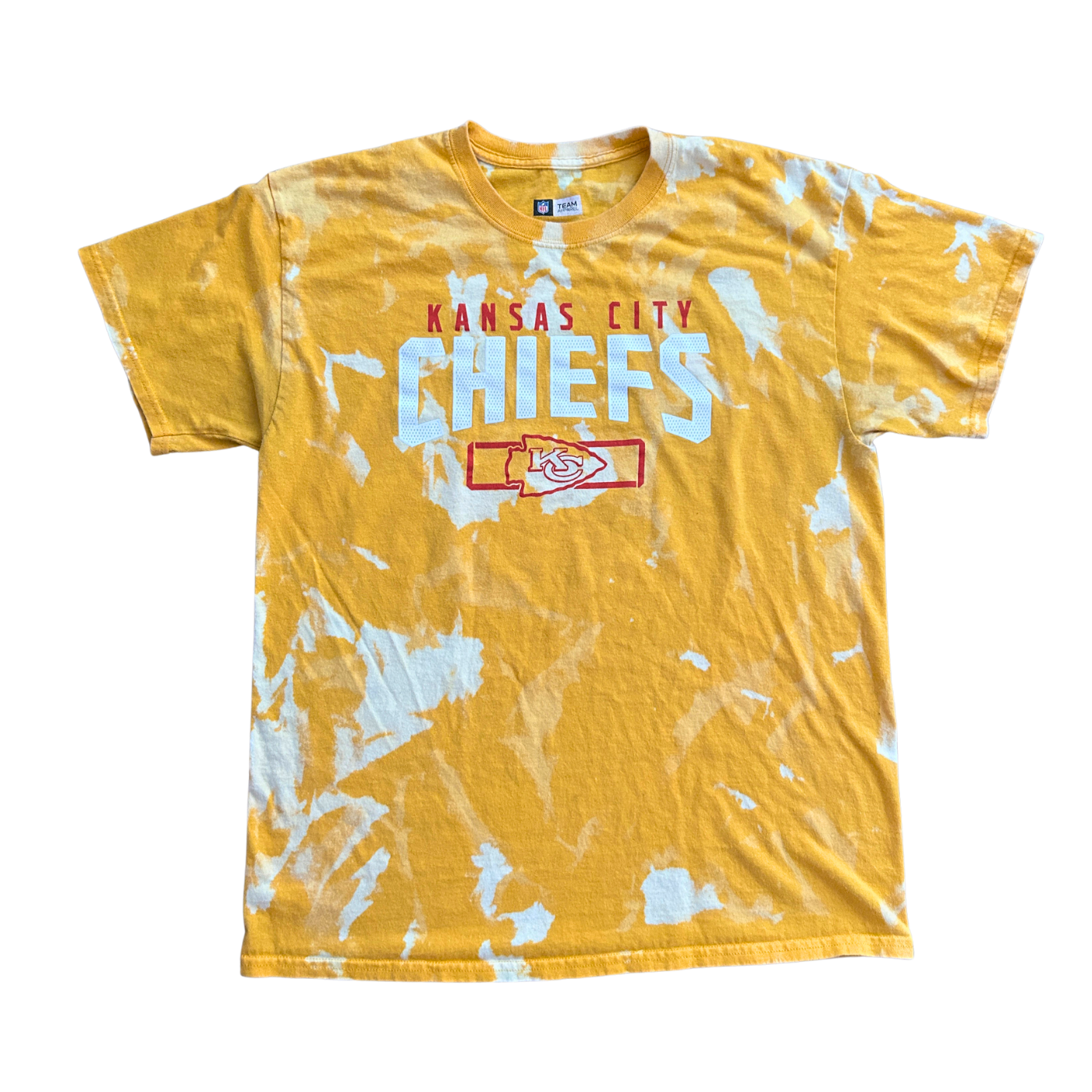 Yellow Chiefs White Lettering Acid Wash T-Shirt