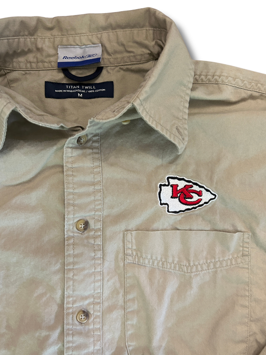 VINTAGE Reebok Tan Kansas City Chiefs Button Down — M