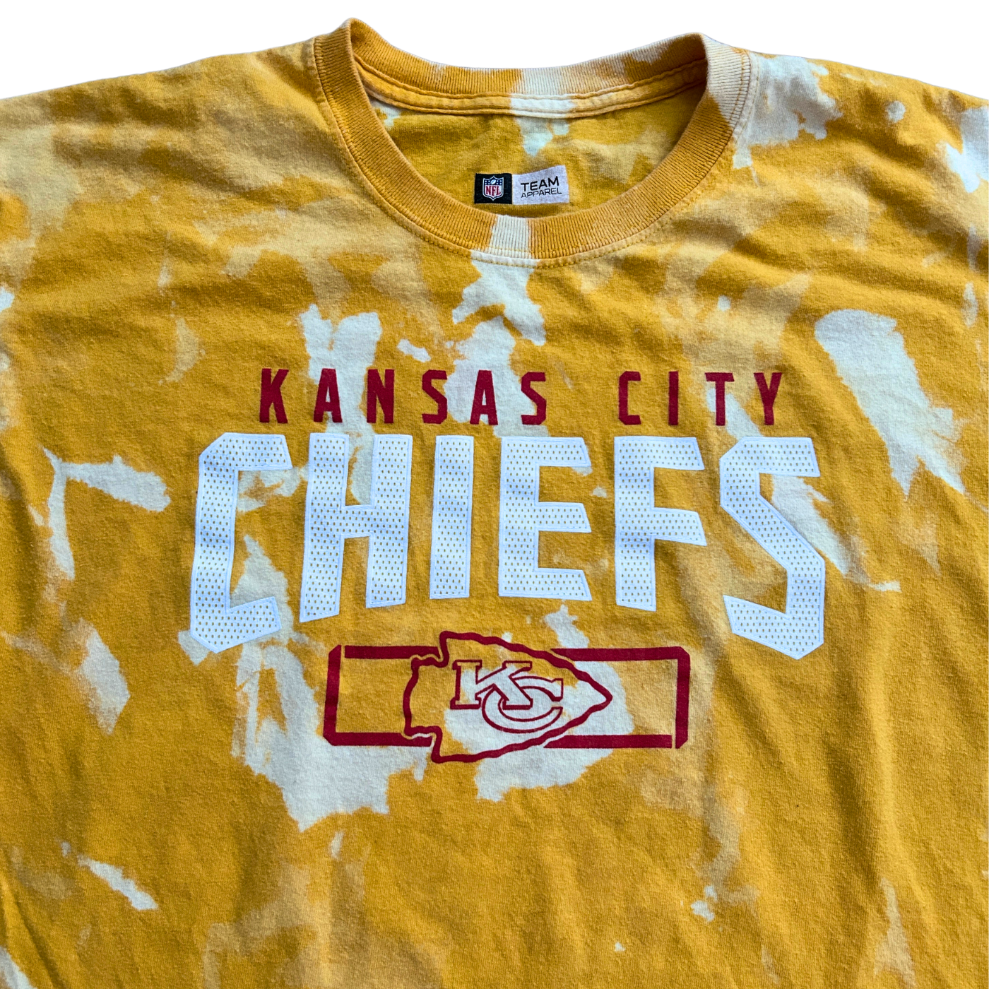 Yellow Chiefs White Lettering Acid Wash T-Shirt