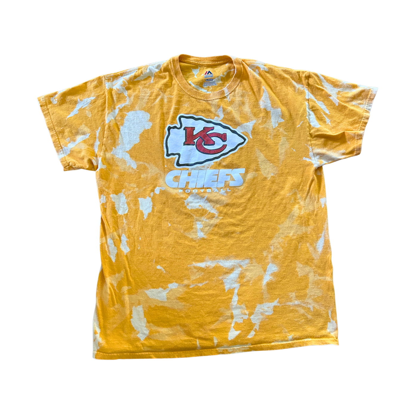 Yellow Chiefs White Lettering Acid Wash T-Shirt