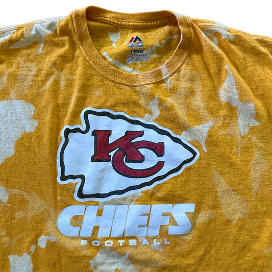 Yellow Chiefs White Lettering Acid Wash T-Shirt
