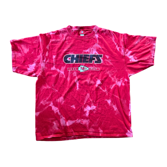Chiefs Red with Black Lettering Acid Wash T-Shirt