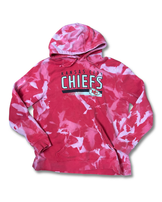 Chiefs in black and white on a Red Hoodie