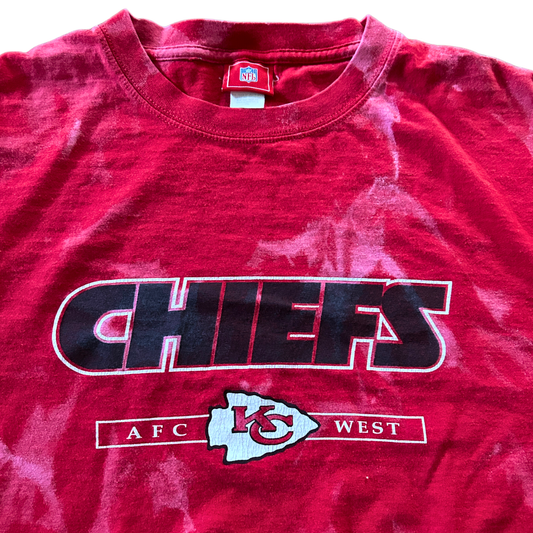 Chiefs Red with Black Lettering Acid Wash T-Shirt