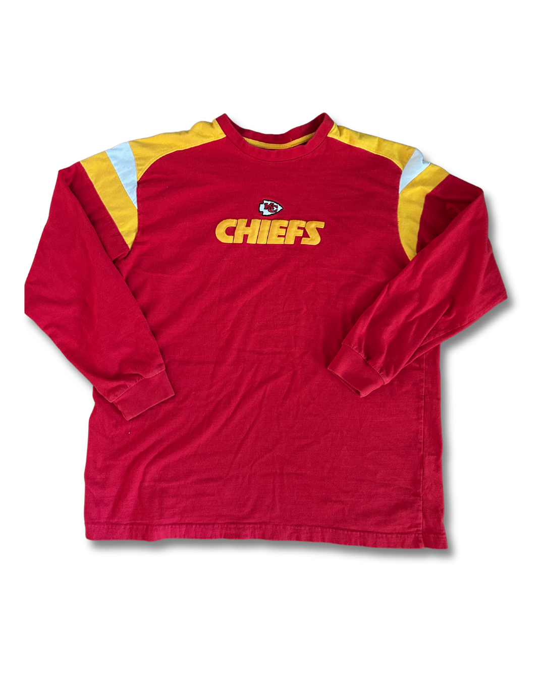VINTAGE Kansas City Chiefs Red Long Sleeve – Sleeve Detail + Chest Embroidery