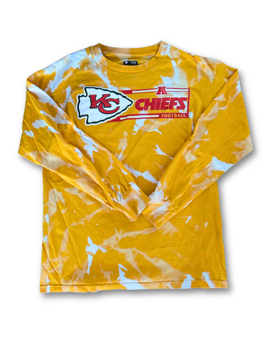 Yellow Chiefs Acid Wash Long Sleeve Tee