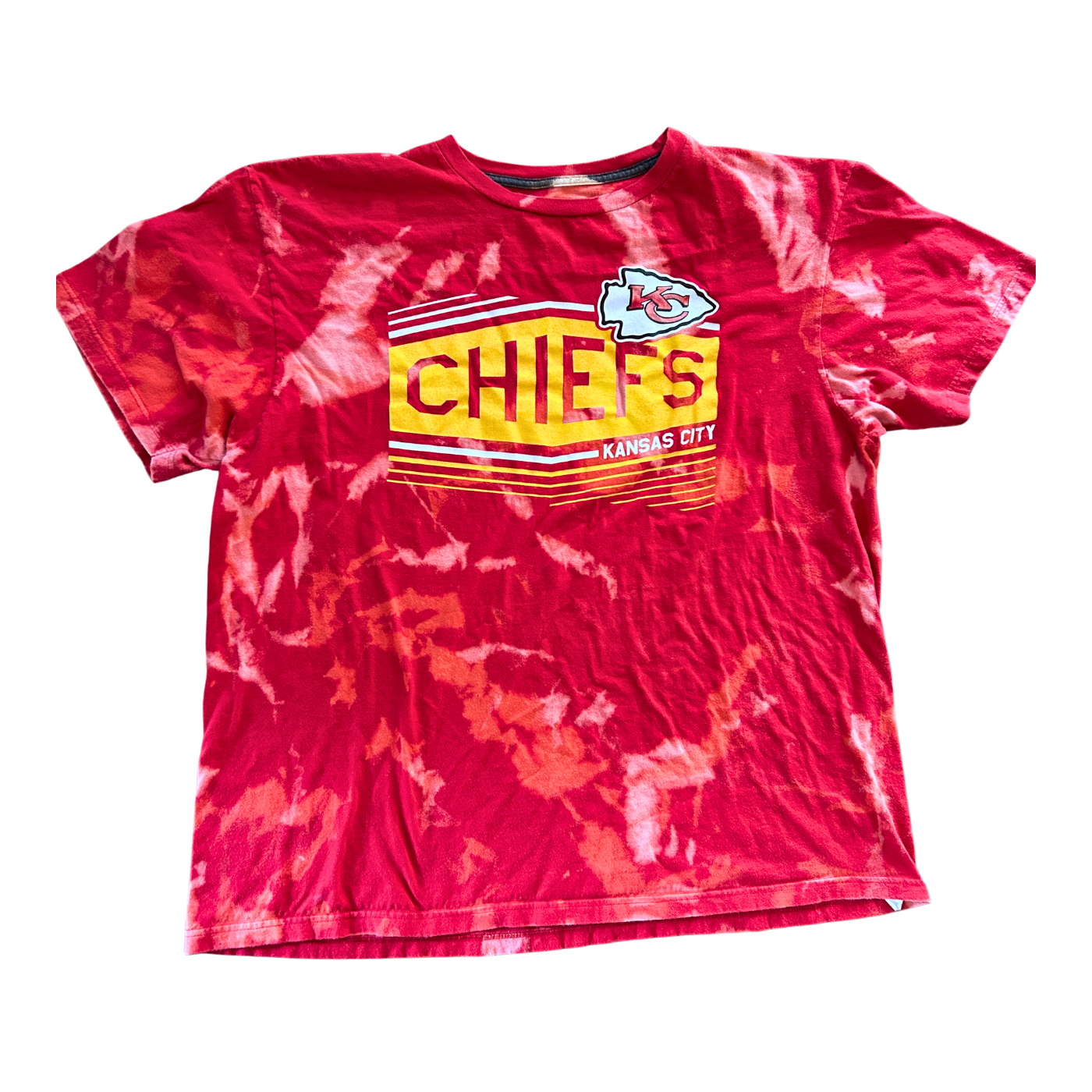Chiefs Red Yellow Accent Acid Wash T-Shirt