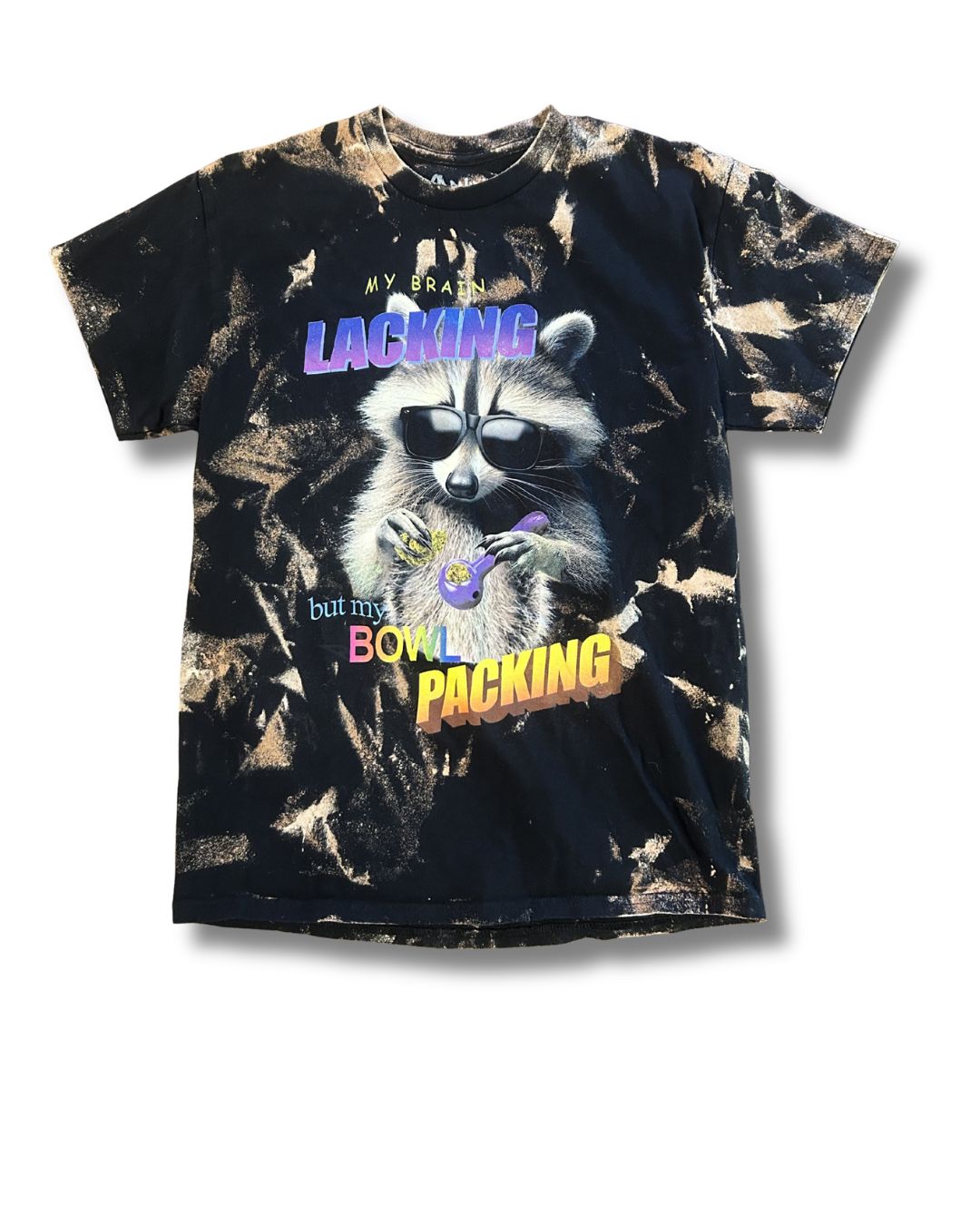 Brain Lacking but My Bowl Packing Racoon Acid Wash tee