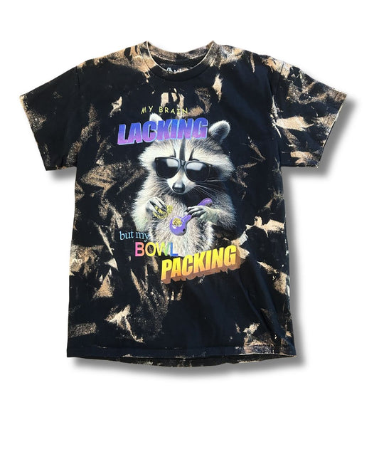 Brain Lacking but My Bowl Packing Racoon Acid Wash tee