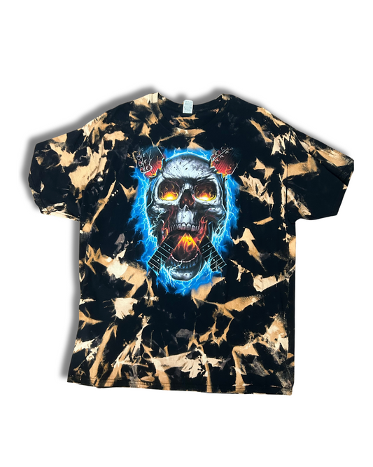 Electric Guitar Skull Acid Wash T-Shirt